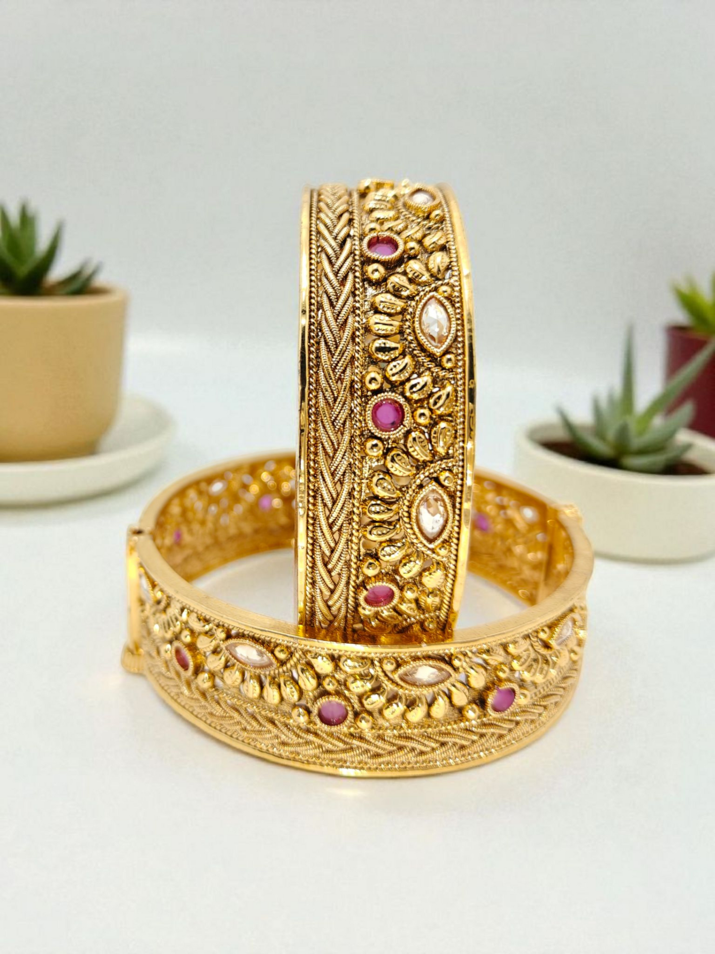 Polki Bangles (adjustable)