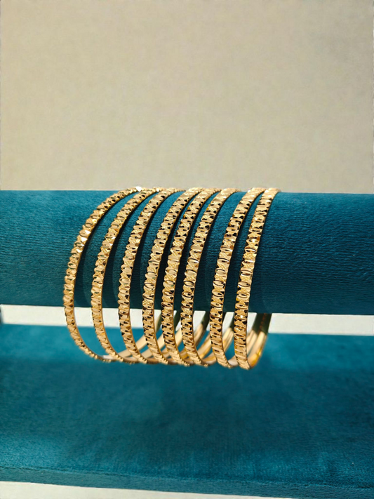 Gold Plated Bangles Set of 8 - Simple Elegance.